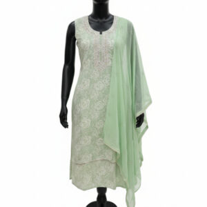 Indigo Sun: Premium Cotton Suit with Artisan Paisley Neckline