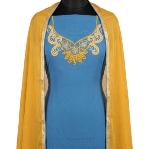 Imperial Teal Organza Ensemble with Ornate Scalloped Art