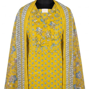 Mustard Meadow Premium Cotton Suit with Angrakha Neck & Pearl Tassels