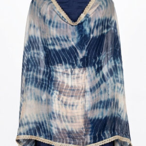 Indigo Tie-Dye Glass Organza Suit with Hand-Work Original Mirrors