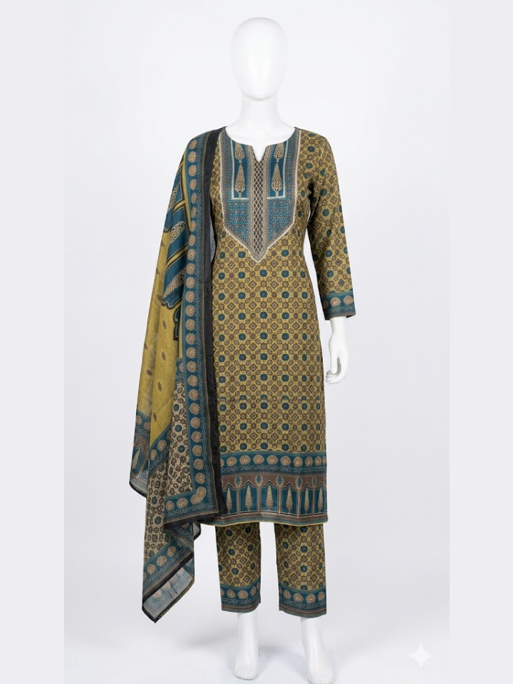 Pure Crape Floral Suit with Flowing Chinon Dupatta