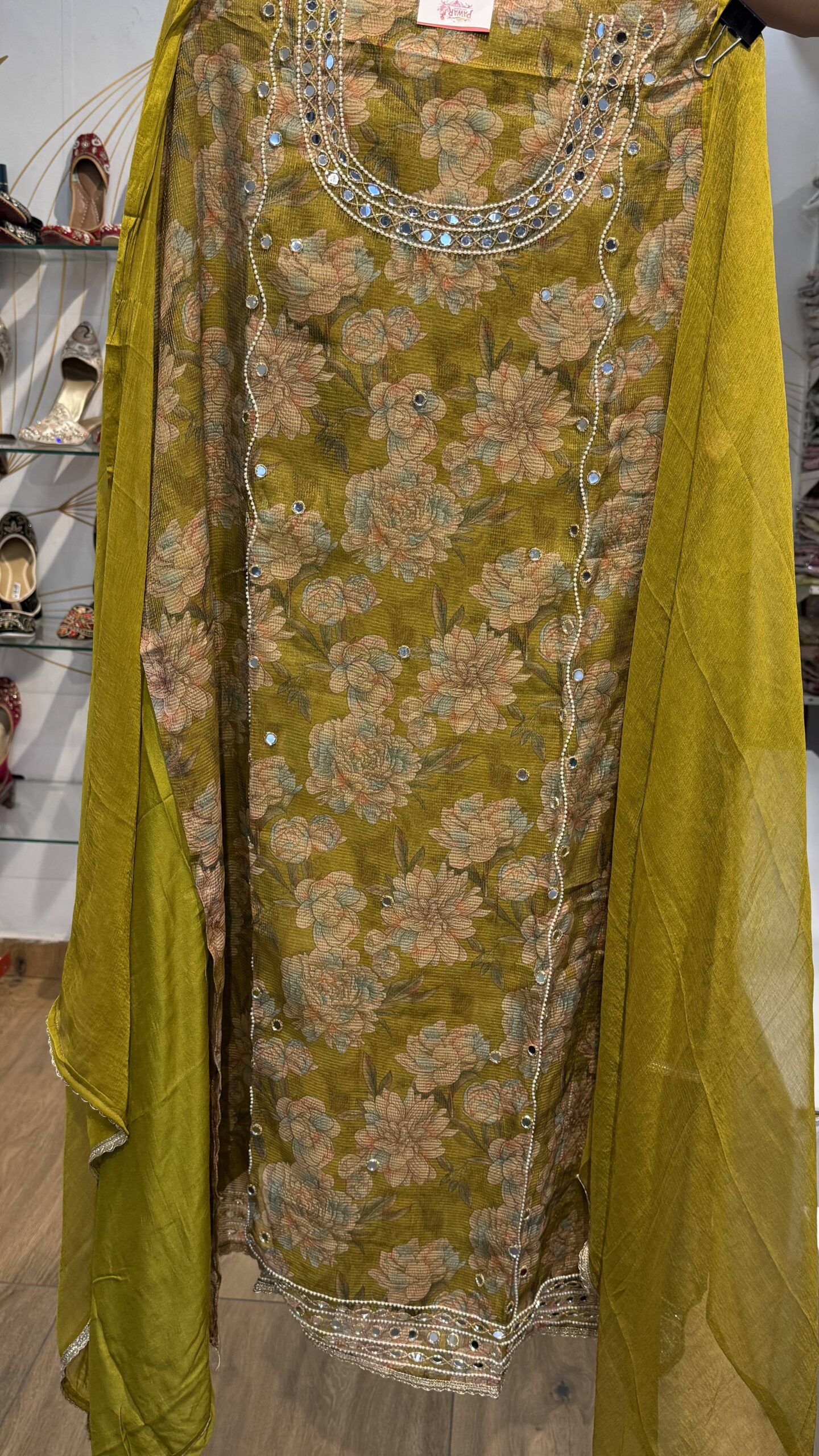 Pure Crape Floral Suit with Flowing Chinon Dupatta - Image 2