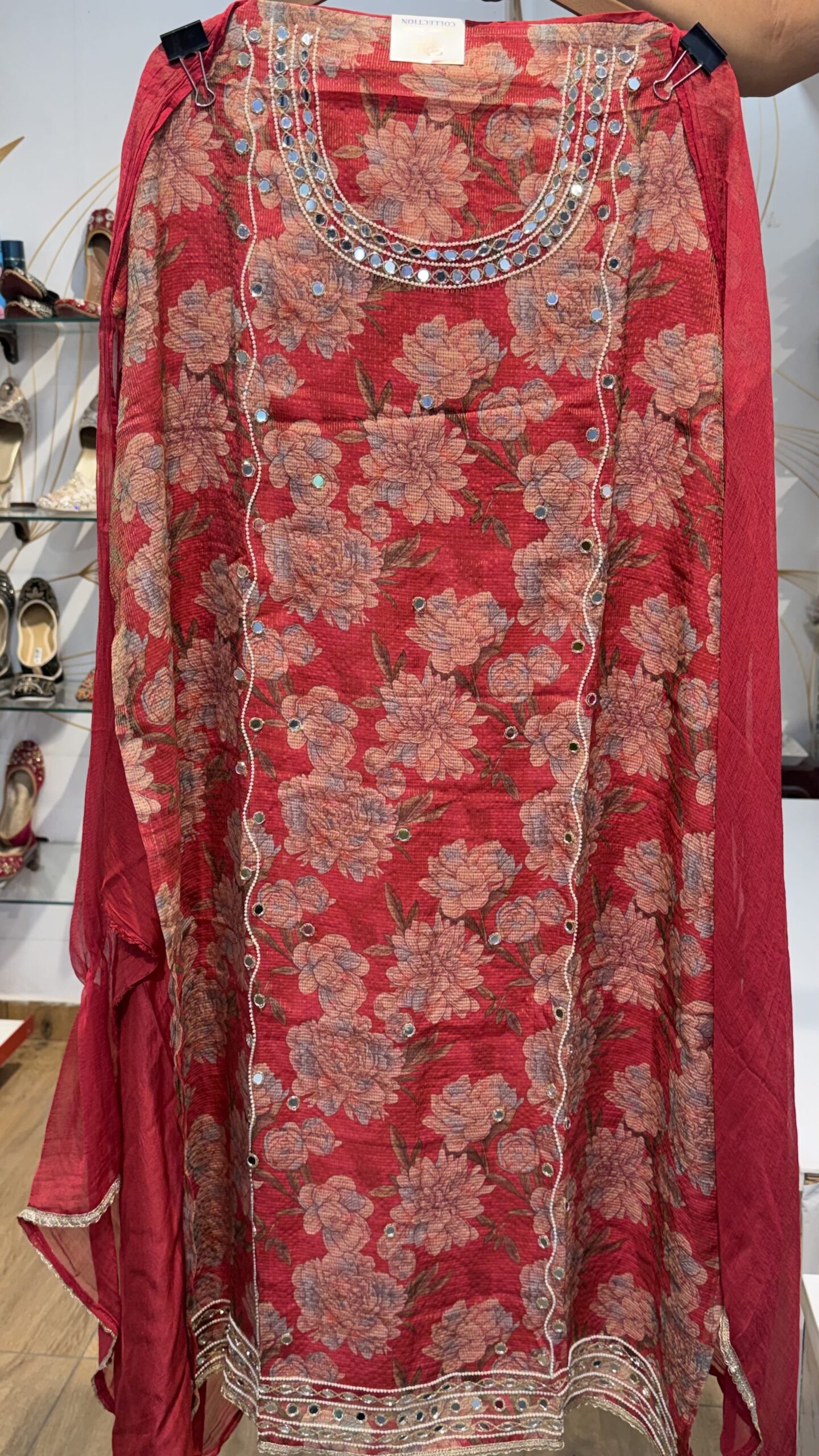 Pure Crape Floral Suit with Flowing Chinon Dupatta - Image 3
