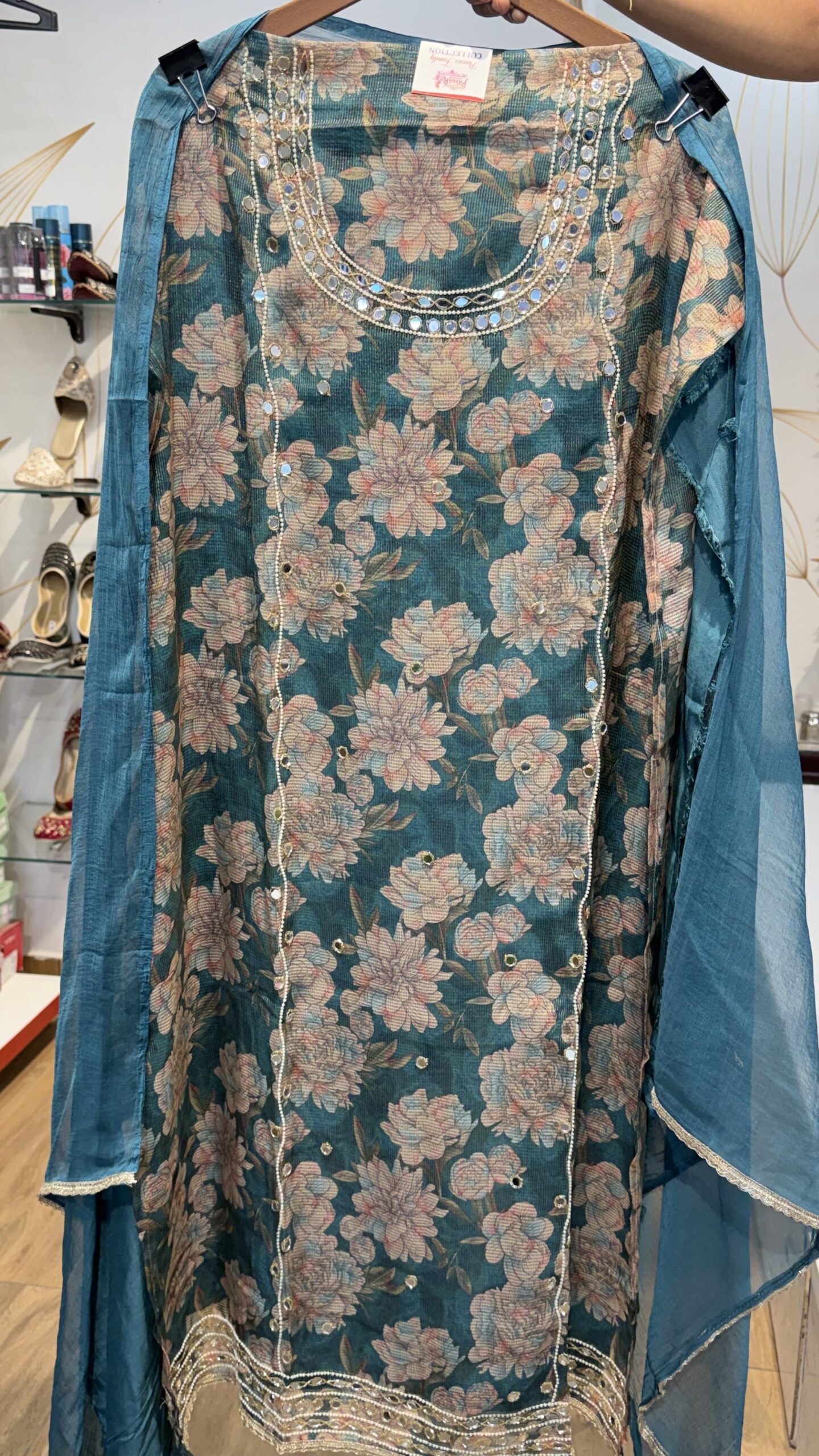 Pure Crape Floral Suit with Flowing Chinon Dupatta - Image 4