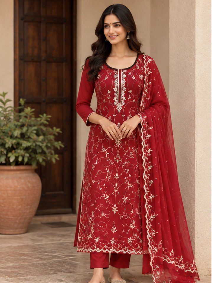 Designer Unstitched Suit Set for Women | Elegant Ethnic Wear
