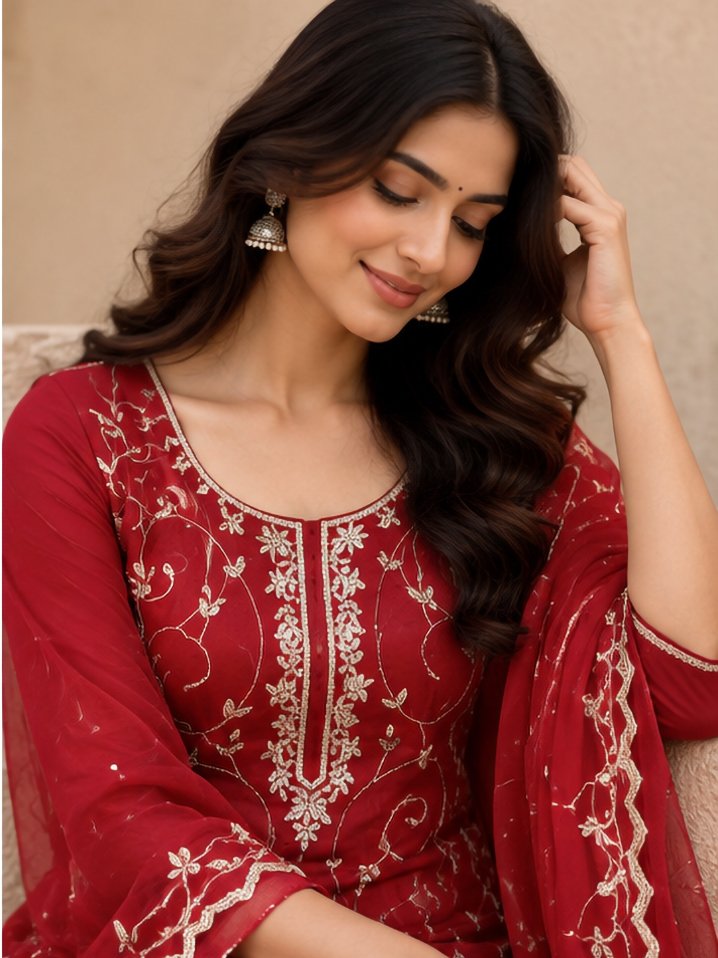 Designer Unstitched Suit Set for Women | Elegant Ethnic Wear - Image 2