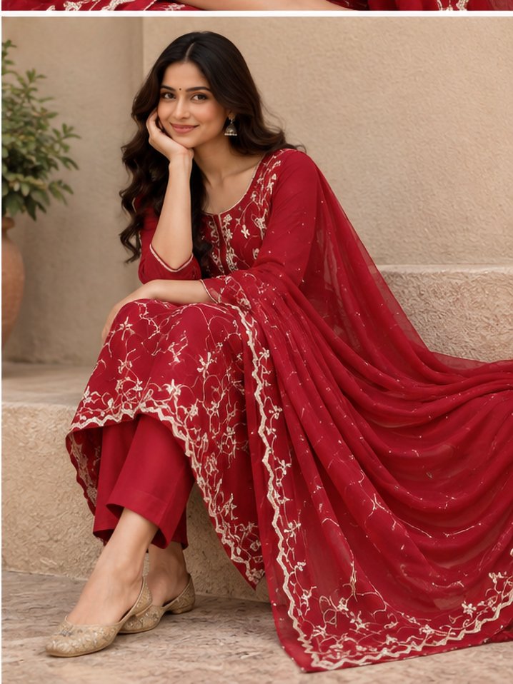 Designer Unstitched Suit Set for Women | Elegant Ethnic Wear - Image 4