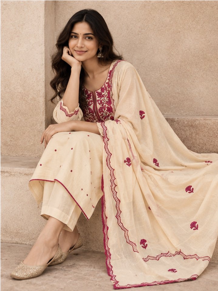 White Designer Women’s Suit Set | Elegant Ethnic Wear Collection - Image 3